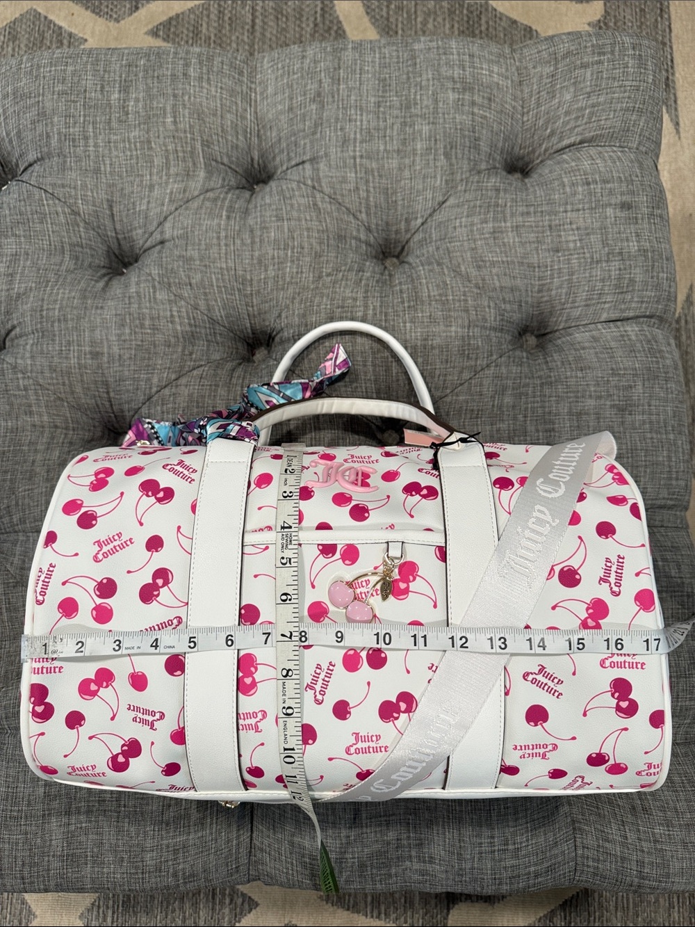 Juicy Couture Y2K Bag Pink Cherry On Top Logo Weekender Travel Duffle Bag NWT - Picture 17 of 17